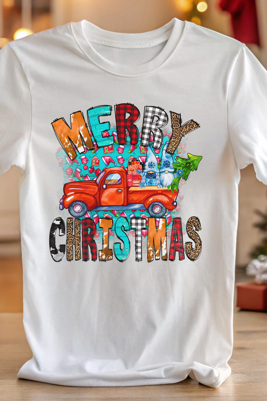 Old Red Truck 'Merry Christmas' Shirt – Festive Holiday Graphic Tee