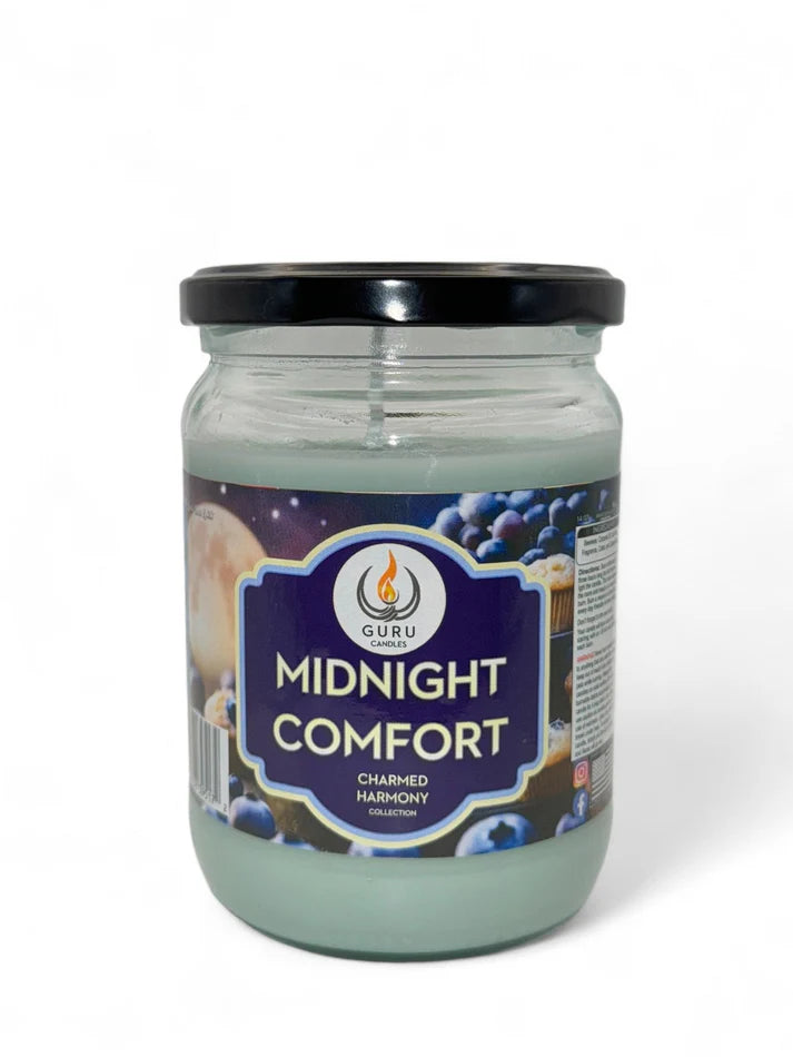 Midnight Comfort 14 oz Guru Candle - Hand Poured - Eco-Friendly - Blueberry & Sweet Aromas