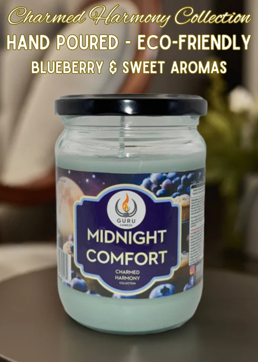 Midnight Comfort 14 oz Guru Candle - Hand Poured - Eco-Friendly - Blueberry & Sweet Aromas