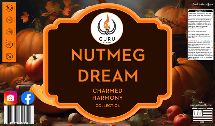 Nutmeg Dream 14 oz Guru Candle - Hand Poured - Eco-Friendly - Pumpkin, Apple & Caramel