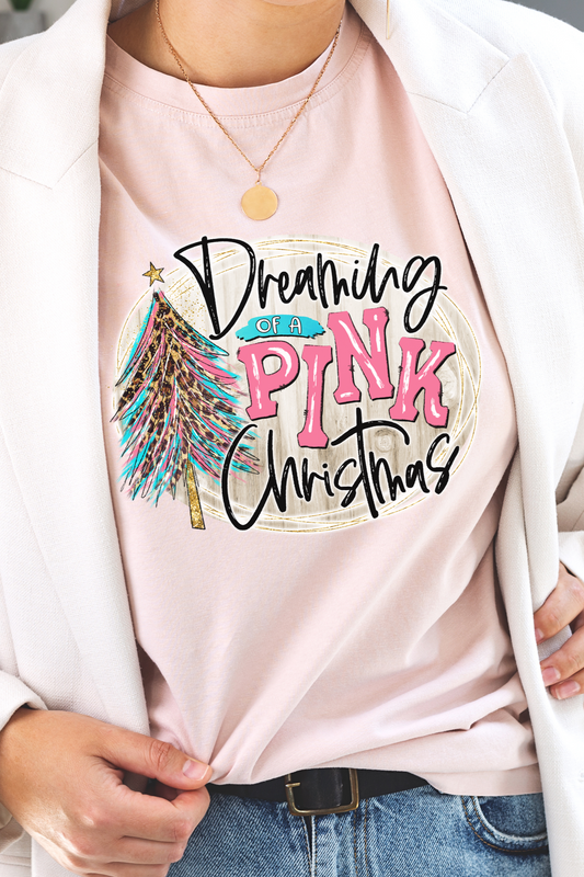 I'm Dreaming of a Pink Christmas Shirt – Funny Holiday Graphic Tee, Festive Christmas Tree T-Shirt