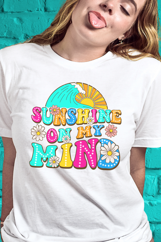 Retro 'Sunshine On My Mind' Shirt – Bright Colors, Sunshine, and Daisies Graphic Tee