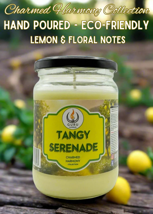 Tangy Serenade 14 oz Guru Candle - Hand Poured - Eco-Friendly - Lemon & Floral Notes