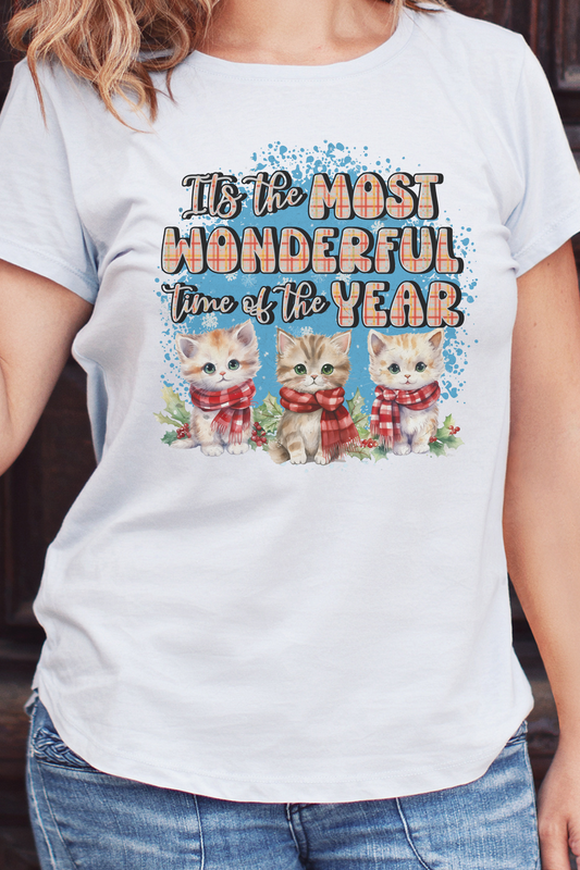 Cute Kitten Christmas Shirt – 'It's the Most Wonderful Time of the Year' Holiday Graphic Tee